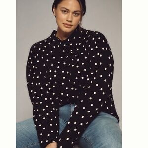 NWT Anthropologie Maeve The Carys Mock-Neck Polka dot  Oversized Sweater, XS